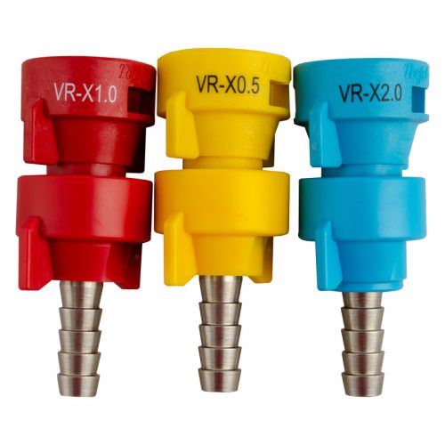 TeeJet Stainless Steel QJ-VR Variable Rate Nozzles - Red, Yellow, Blue variations